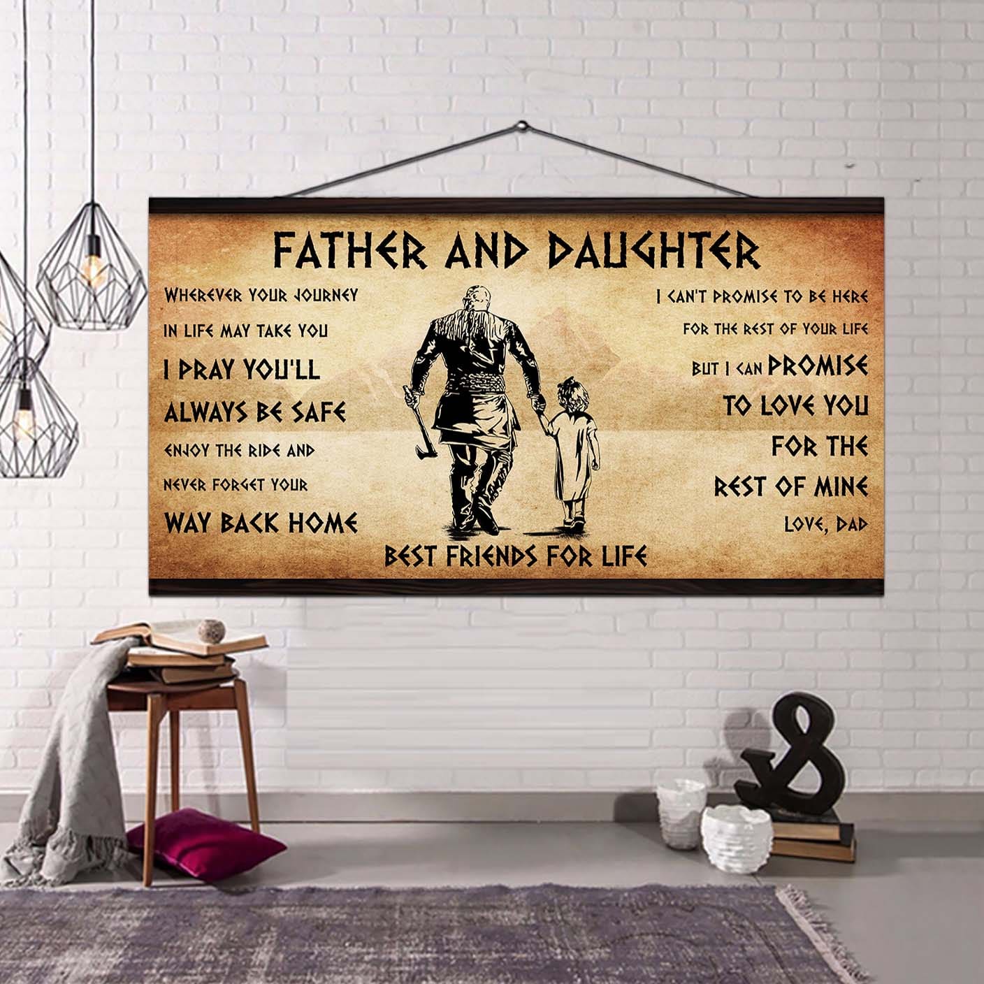 vikings father and daughter best friends for life - ver 2 never forget your way back home poster canvas gift for daughter from father