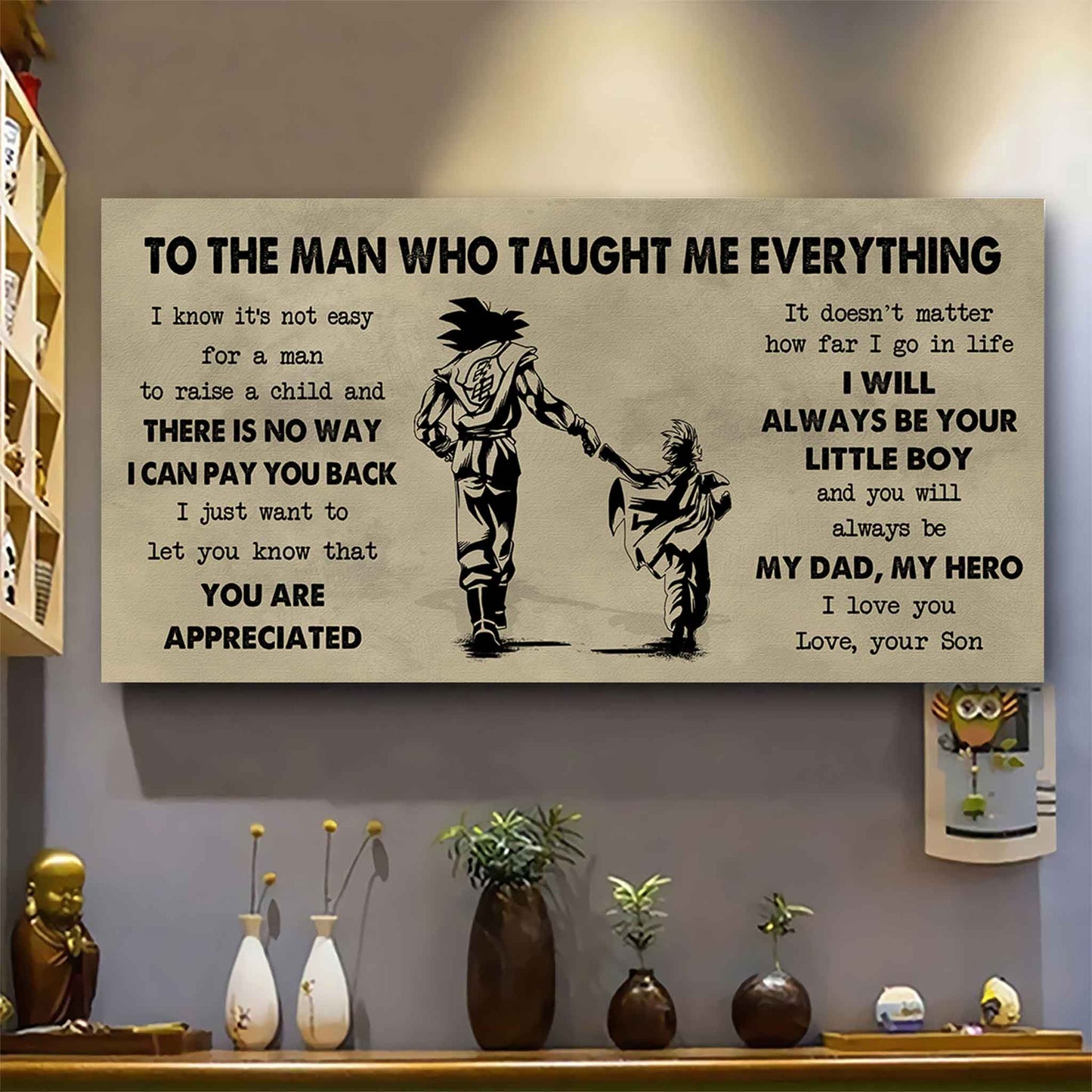 drb to the man who taught me everything - you will always be my hero poster canvas gift for father - photo upload