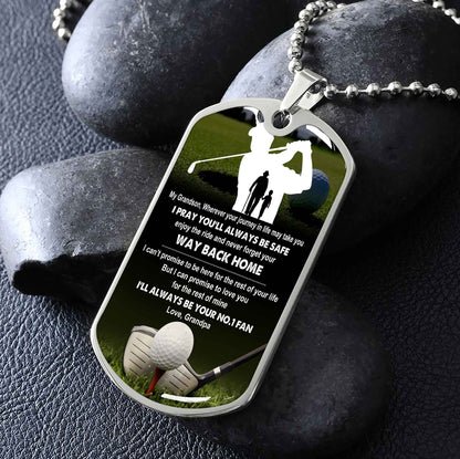 Sport Military Chain 18K Gold Plated Silver Plated To My Grandson From Grandpa Motivation Message I Will Always Be Your No 1 Fan