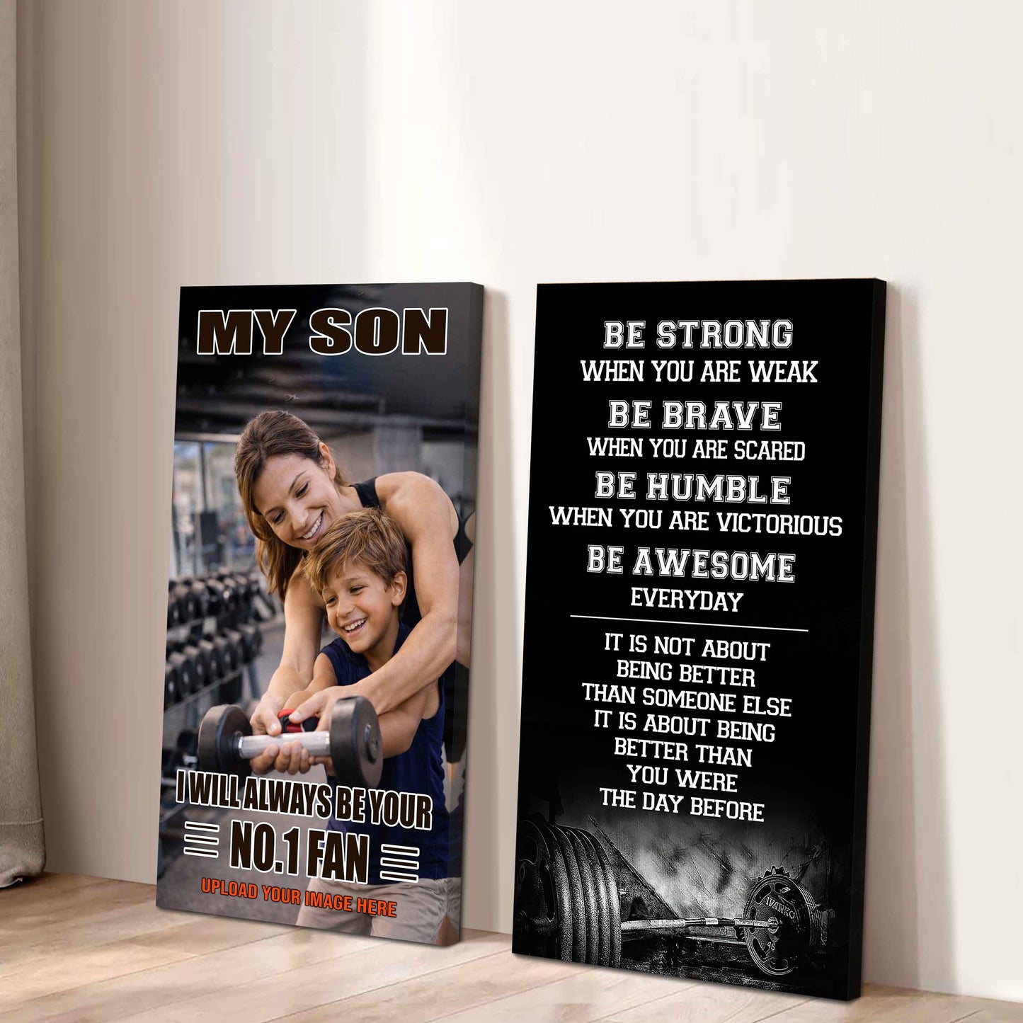 Baseball-My Son Be Strong When You Are Weak Be Awesome Everyday Set 2 Canvas Wall Art From Mom To Son