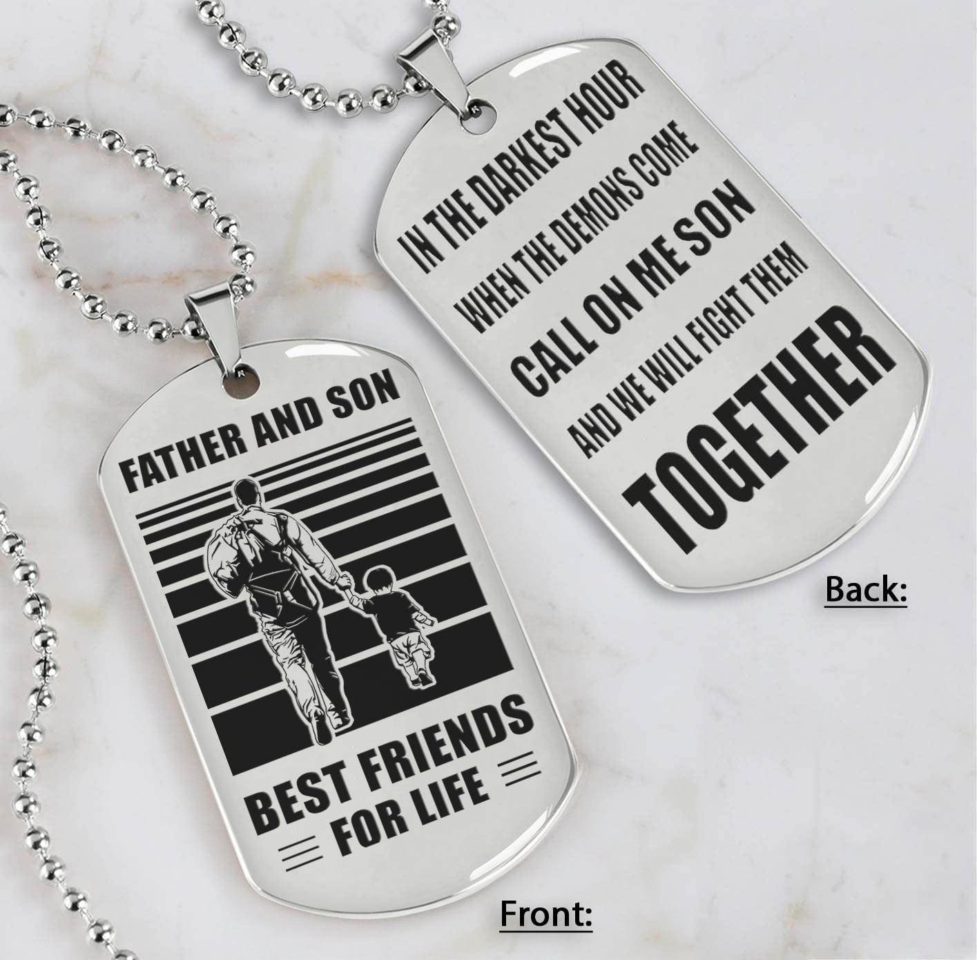 personalized double sided dog tag call on me son and we will fight them together gifts for your son from dad