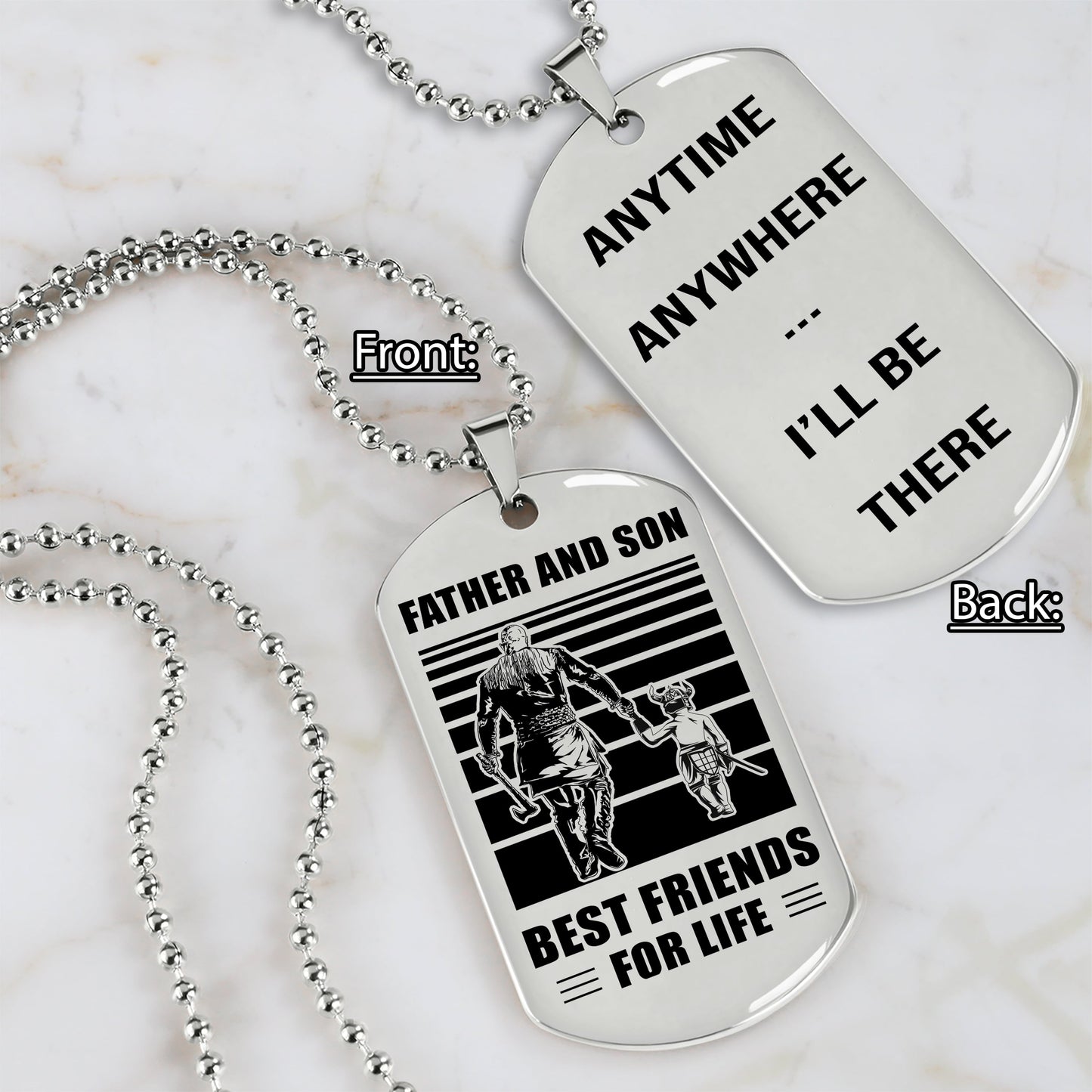 personalized double sided dog tag father and son best friends for life i will be there