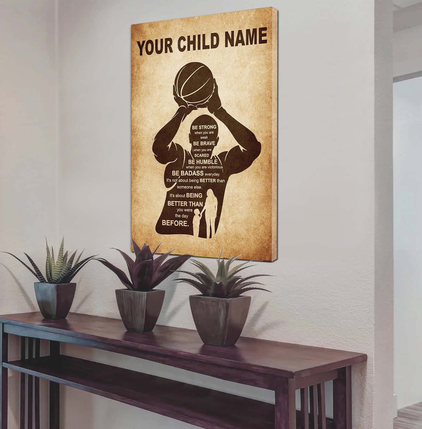 personalized your child name from mom to son basketball poster canvas it's not about being better than someone else it's about being better than you were the day before