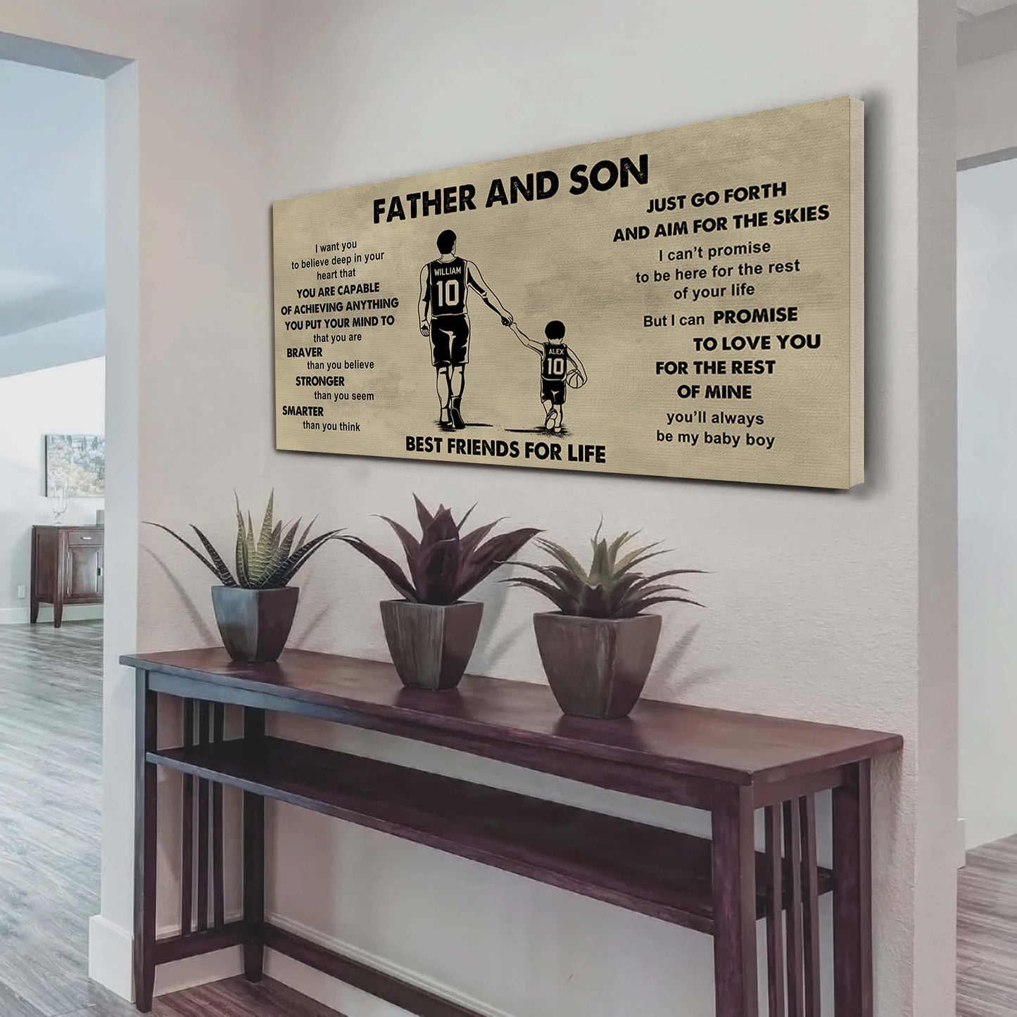 sport - family father and son best friends for life - that you are braver than you believe poster canvas gift for son from father