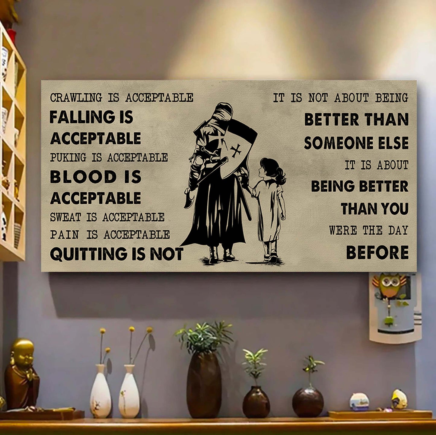 family poster canvas father and daughter quitting is not - it is not about being better than someone else