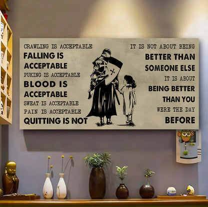 Family Poster Canvas Father And Daughter Quitting Is Not - It Is Not About Being Better Than Someone Else