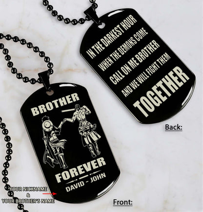 Soldier customizable engraved black dog tag double sided gift from brother, brother forever