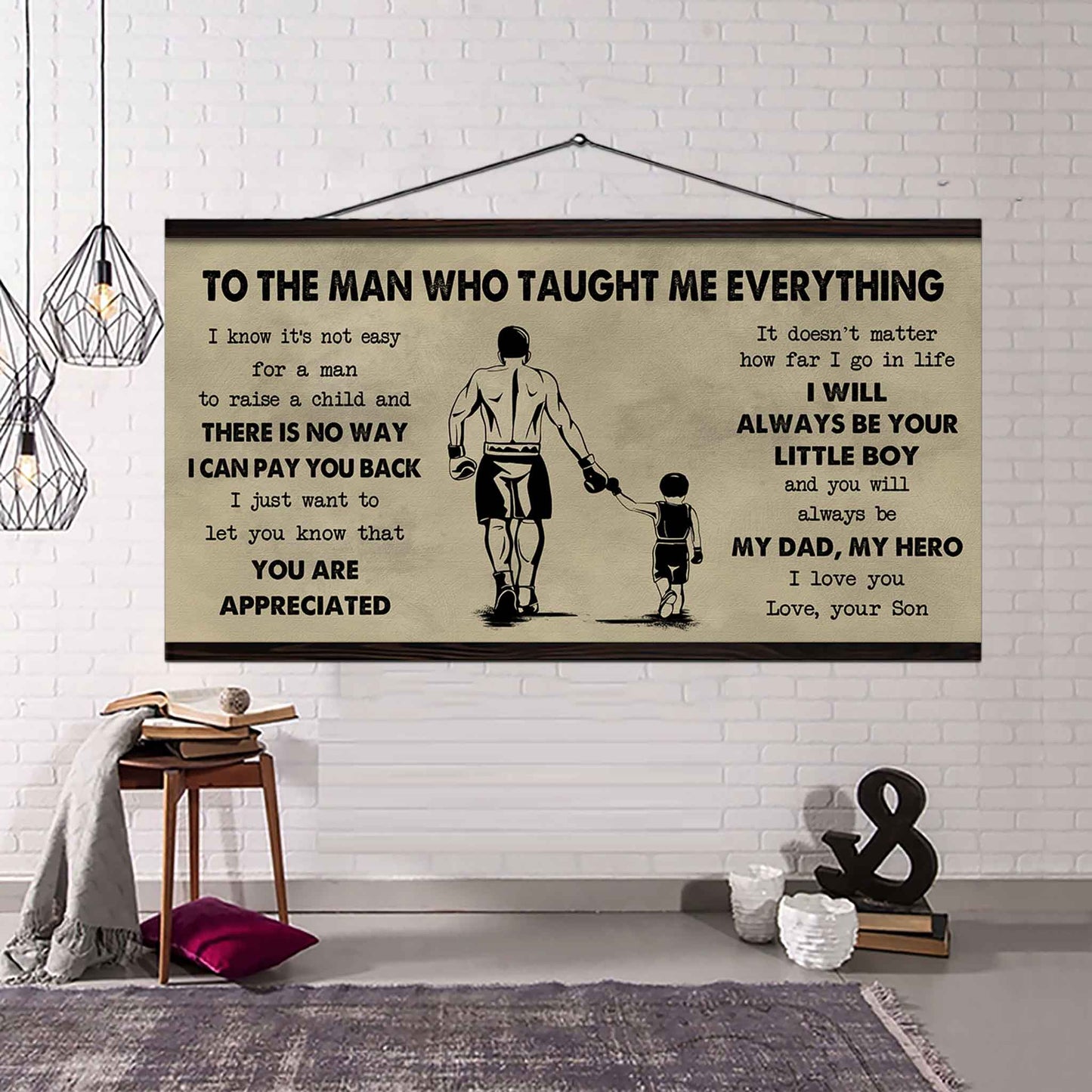 sport-family to the man who taught me everything - you will always be my hero poster canvas gift for father - photo upload