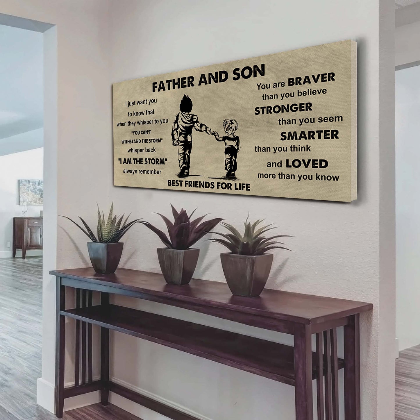 ver 2 family father and son best friends for life - i am the storm poster canvas gift for son from father