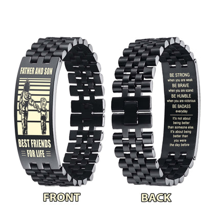 Be Strong Samurai Personalized Double Sided Bracelet Father And Son Best Friends For Life - Message on the back side