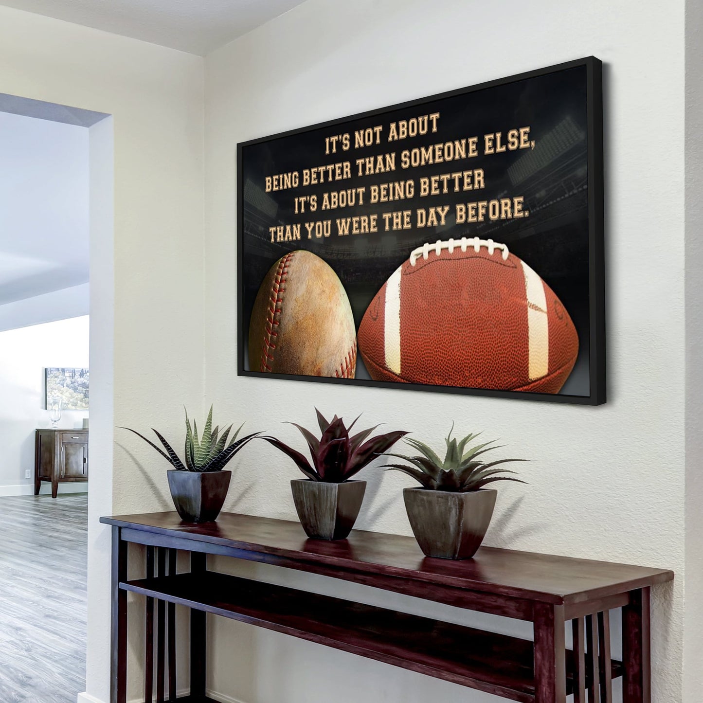 american football customizable poster canvas - it is not about better than someone else, it is about being better than you were the day before