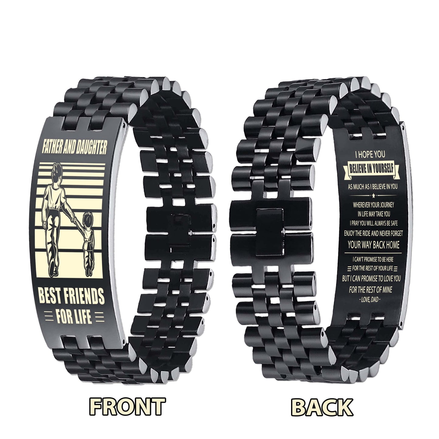 nvl vikings personalized double sided bracelet father and son best friends for life - message on the back side