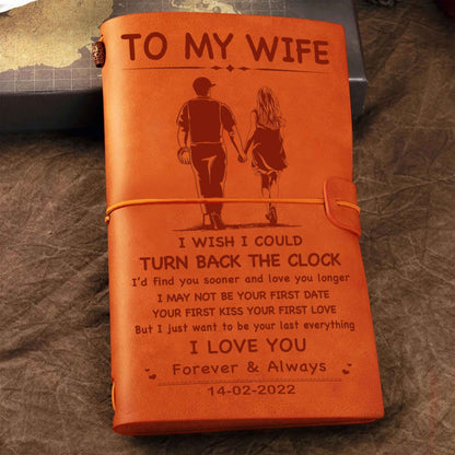 DRB Valentines gifts Vintage Journal Husband to Wife I wish i could turn back the clock I love you forever and always