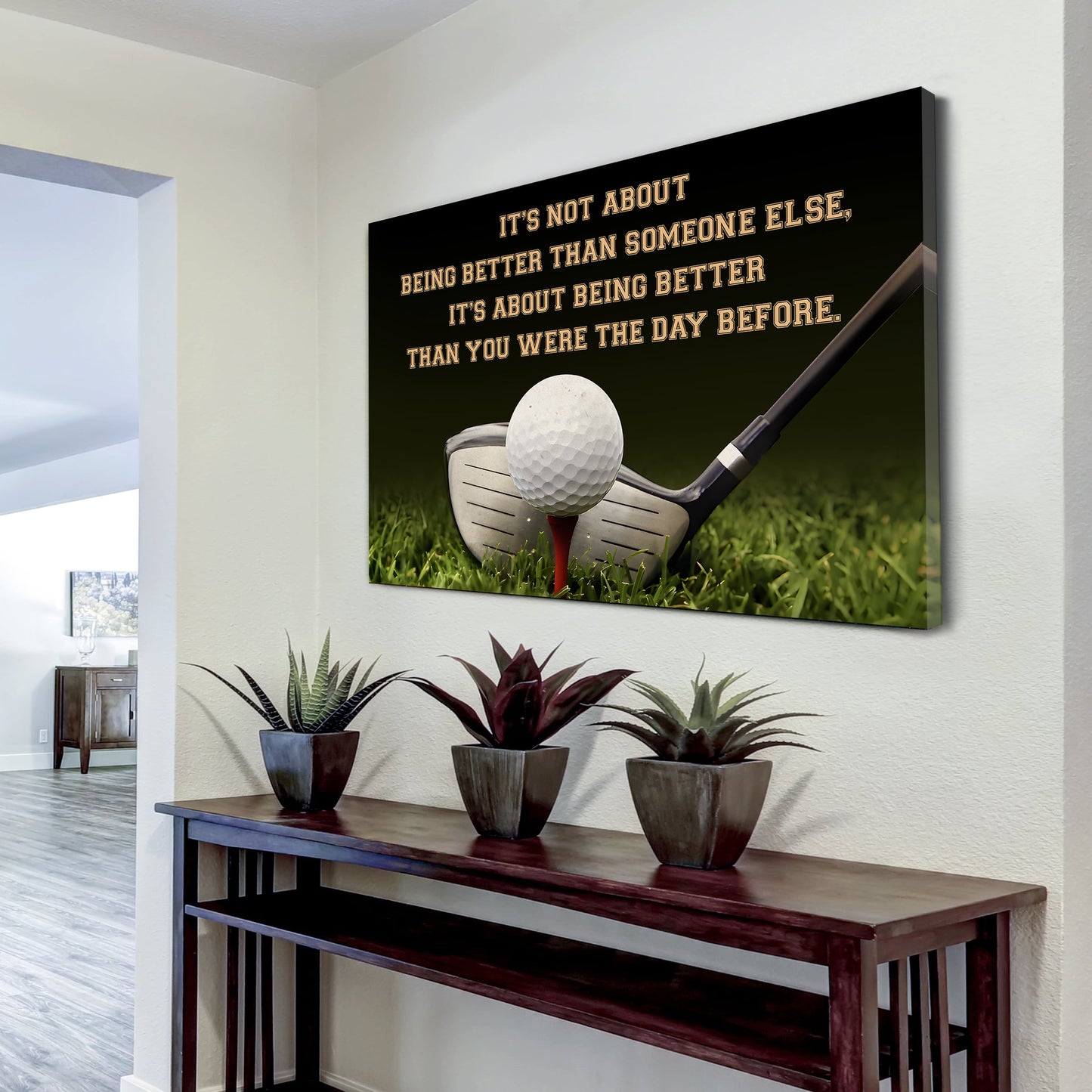 golf customizable poster canvas - it is not about better than someone else, it is about being better than you were the day before