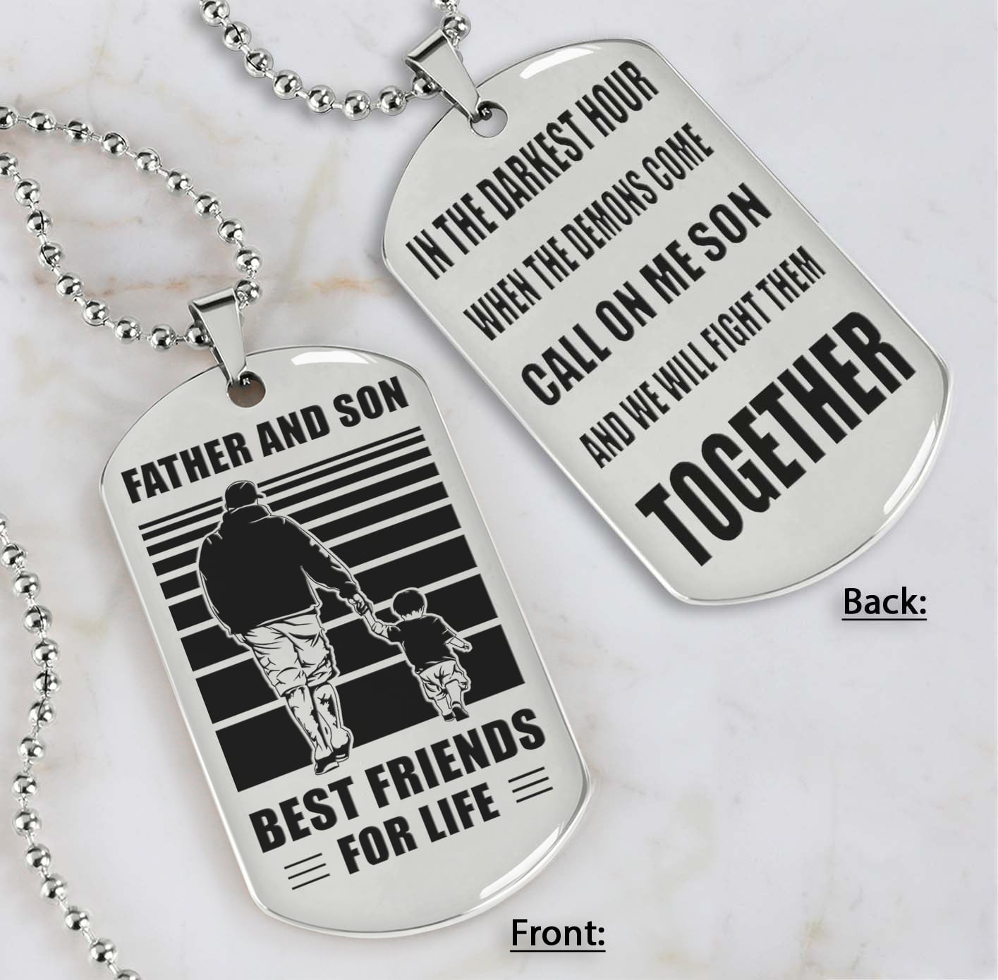 personalized double sided dog tag call on me son and we will fight them together gifts for your son from dad