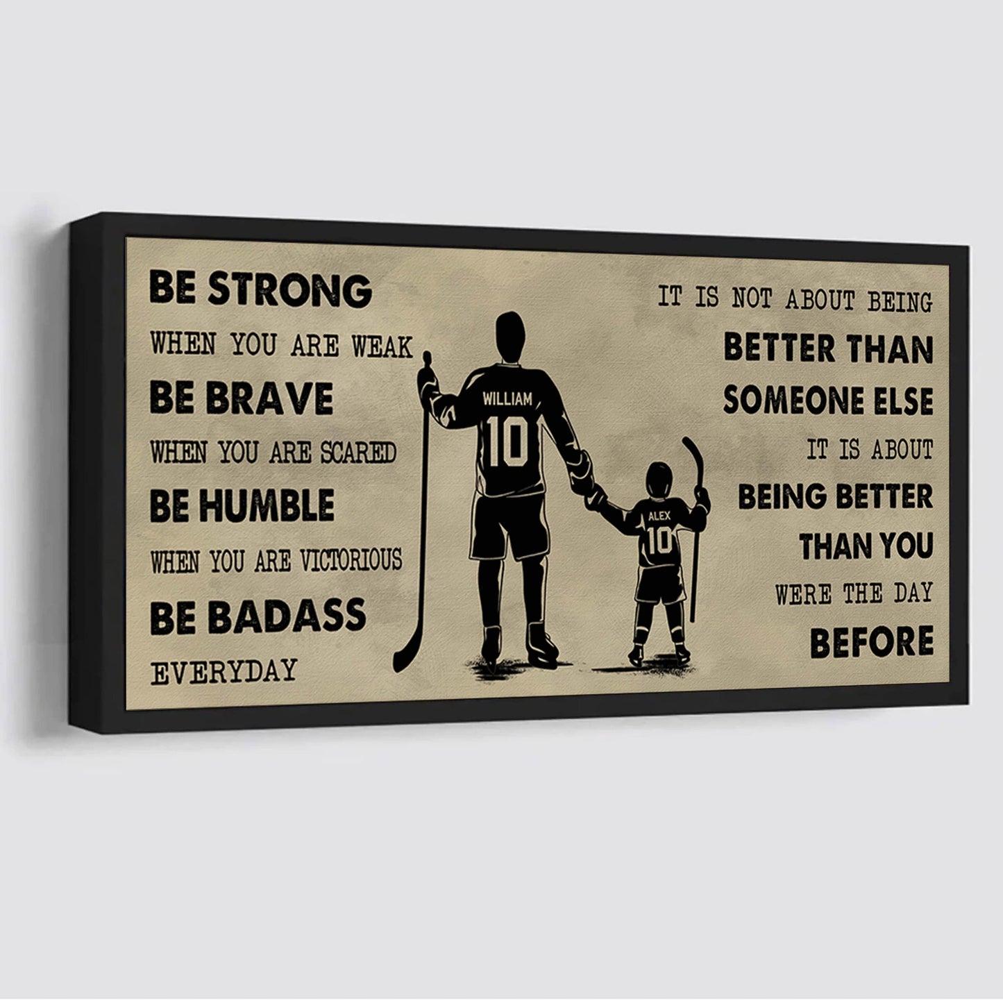 basketball poster canvas from dad to son be strong when you are weak - it is not about being better than someone else