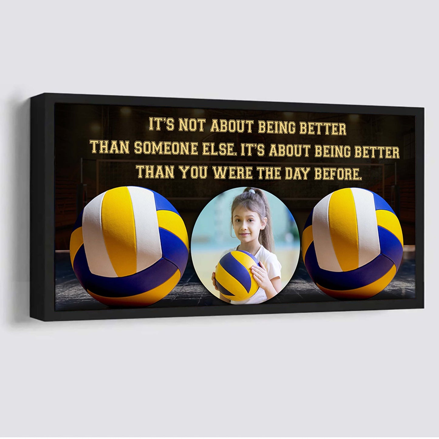 personalized photo soocer canvas it is not about being better than someone else it's about being better than you were the day before