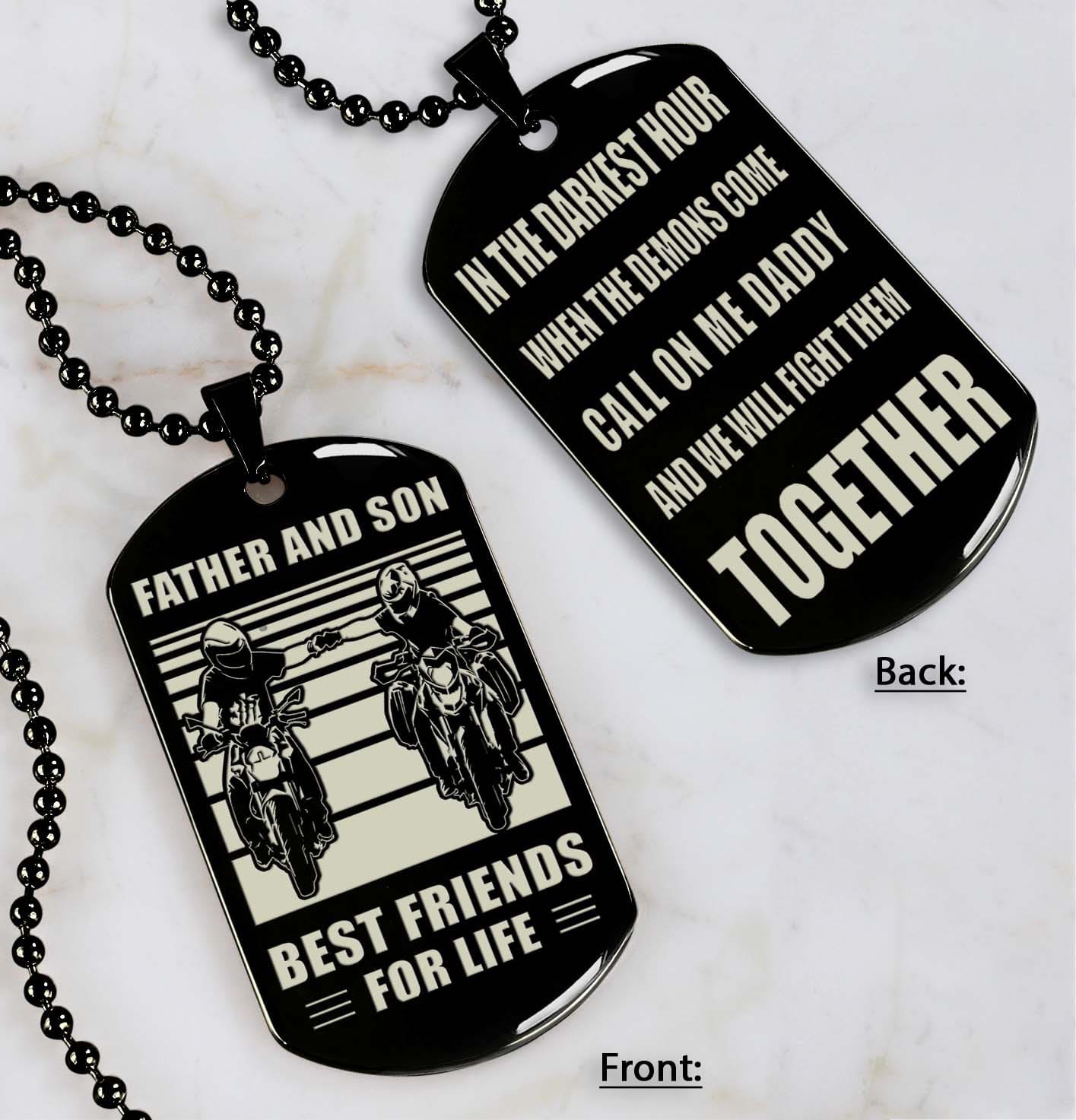 personalized double sided dog tag call on me daddy and we will fight them together gifts for your dad, from son to dad