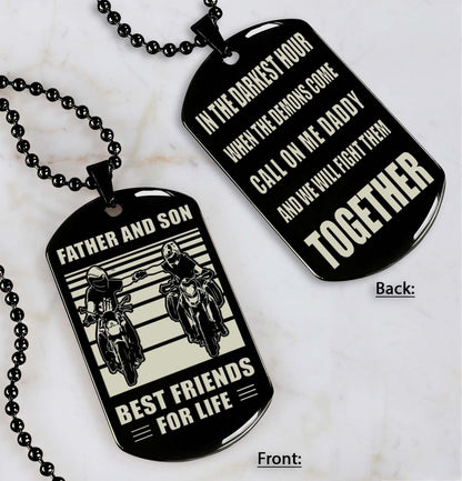 Personalized Double Sided Dog Tag Call On Me Daddy And We Will Fight Them Together Gifts For Your Dad, From Son To Dad