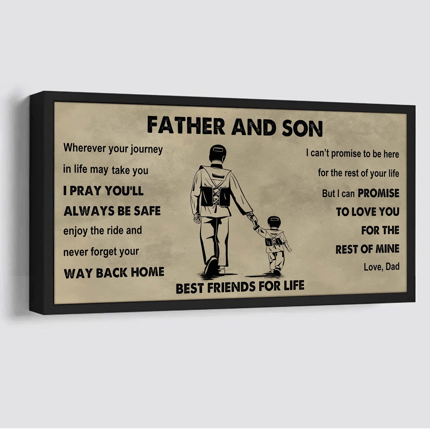 sport-family father and son best friends for life - ver 2 never forget your way back home poster canvas gift for son from father