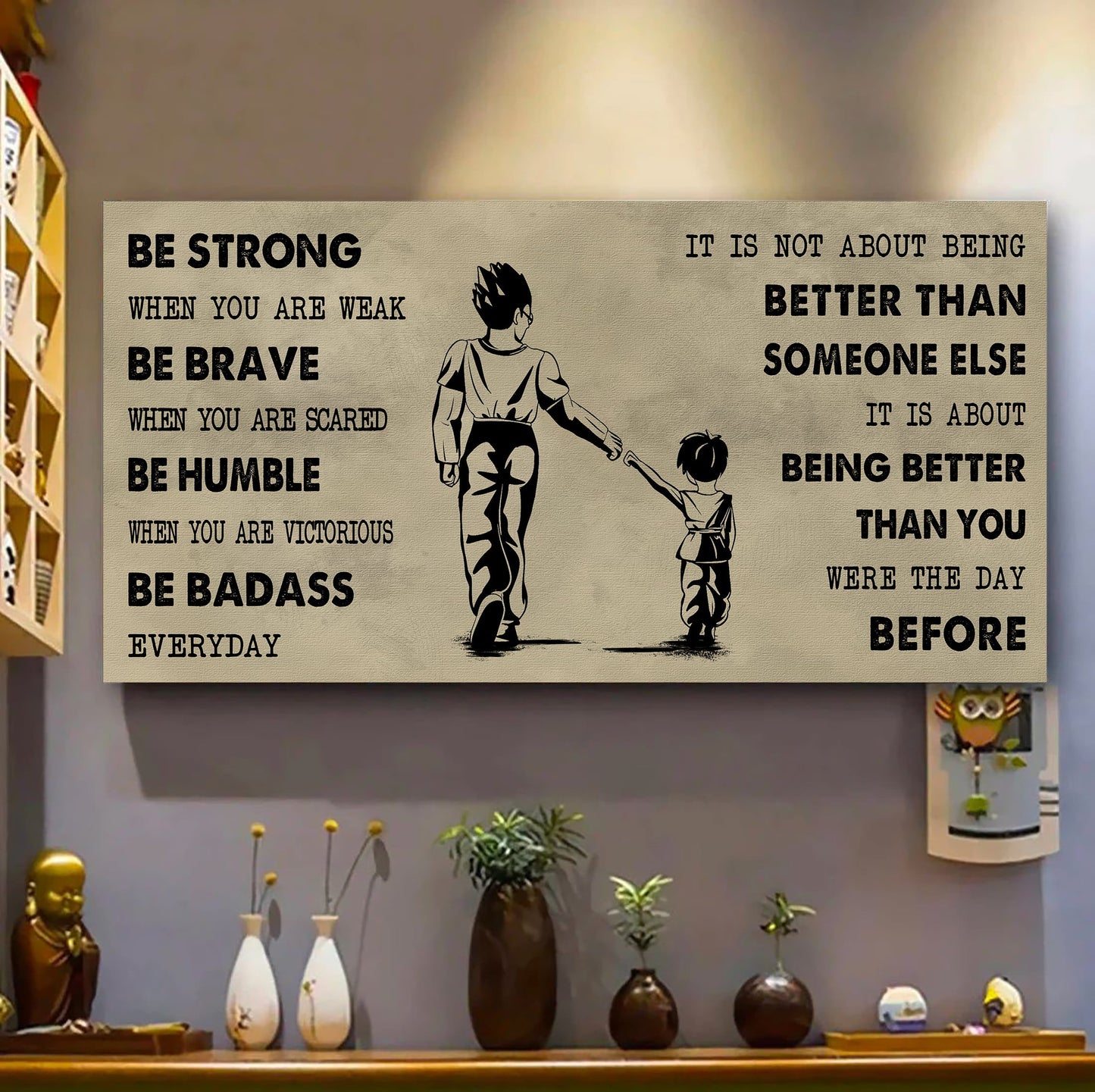 drb poster canvas from dad to daughter it is not about being better than someone else - be strong when you are weak be badass everyday