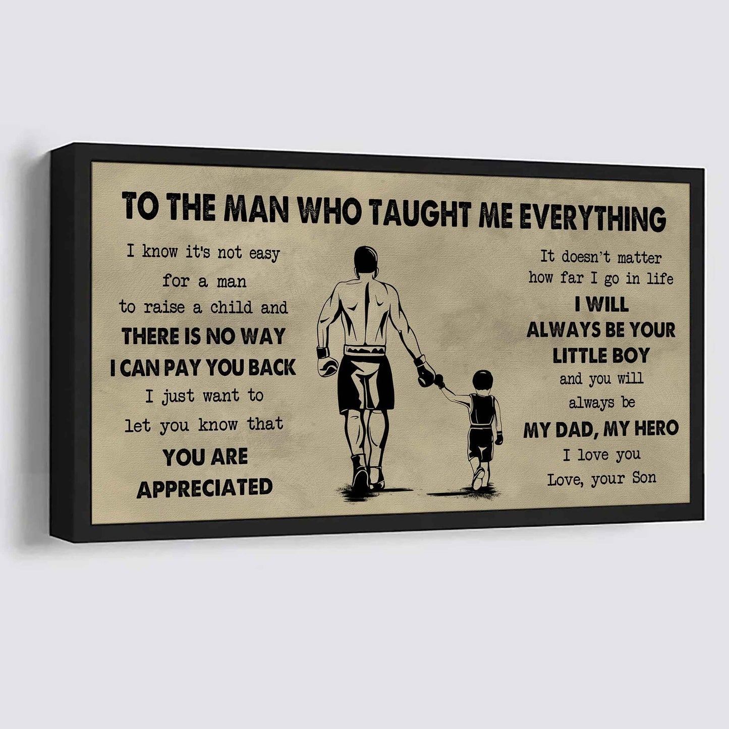 sport-family to the man who taught me everything - you will always be my hero poster canvas gift for father - photo upload