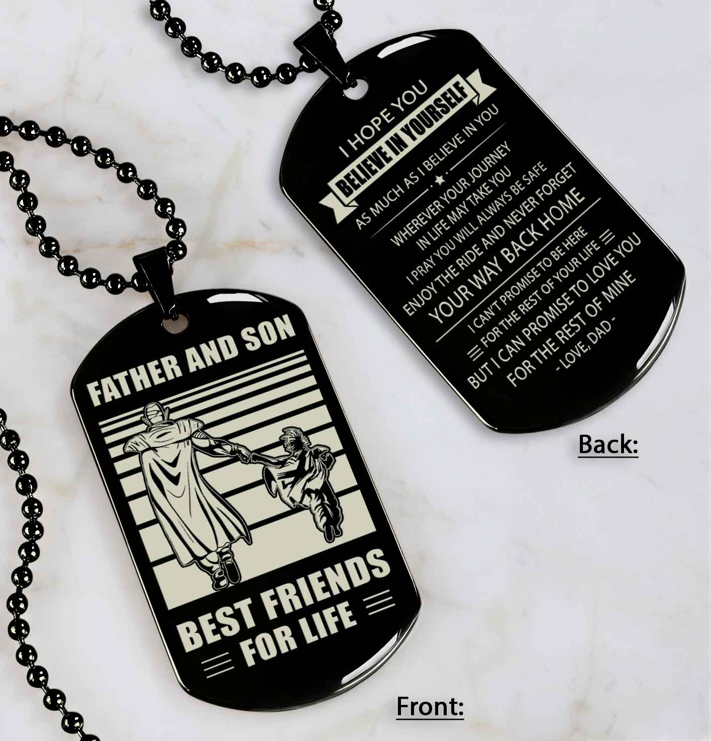 nvl-personalized double sided dog tag father and son best friends for life - message on the back side