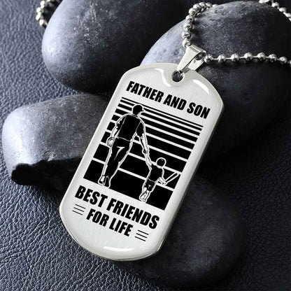 GK_GH Military Chain Silver Plated 18K Gold Plated Father And Son Best Friend For Life Gift For Your Son
