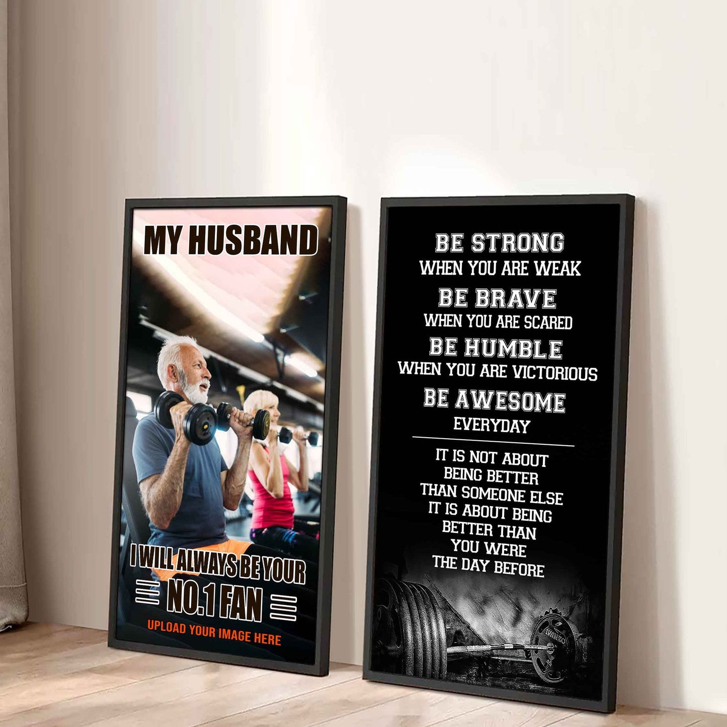 Sport Couple To My Husband Be Strong When You Are Weak Be Awesome Everyday Set 2 Canvas Wall Art