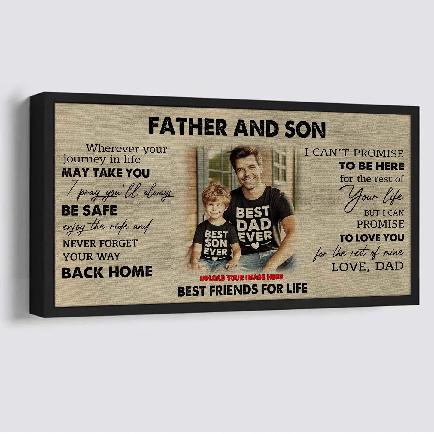 drb father and son best friends for life - never forget your way back home poster canvas gift for son from father-photo upload