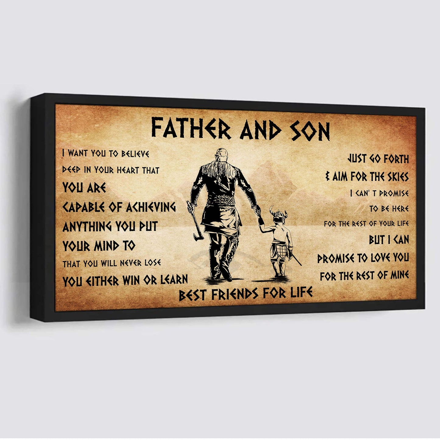 vikings father and son best friends for life - ver 2 you will never lose poster canvas gift for son from father