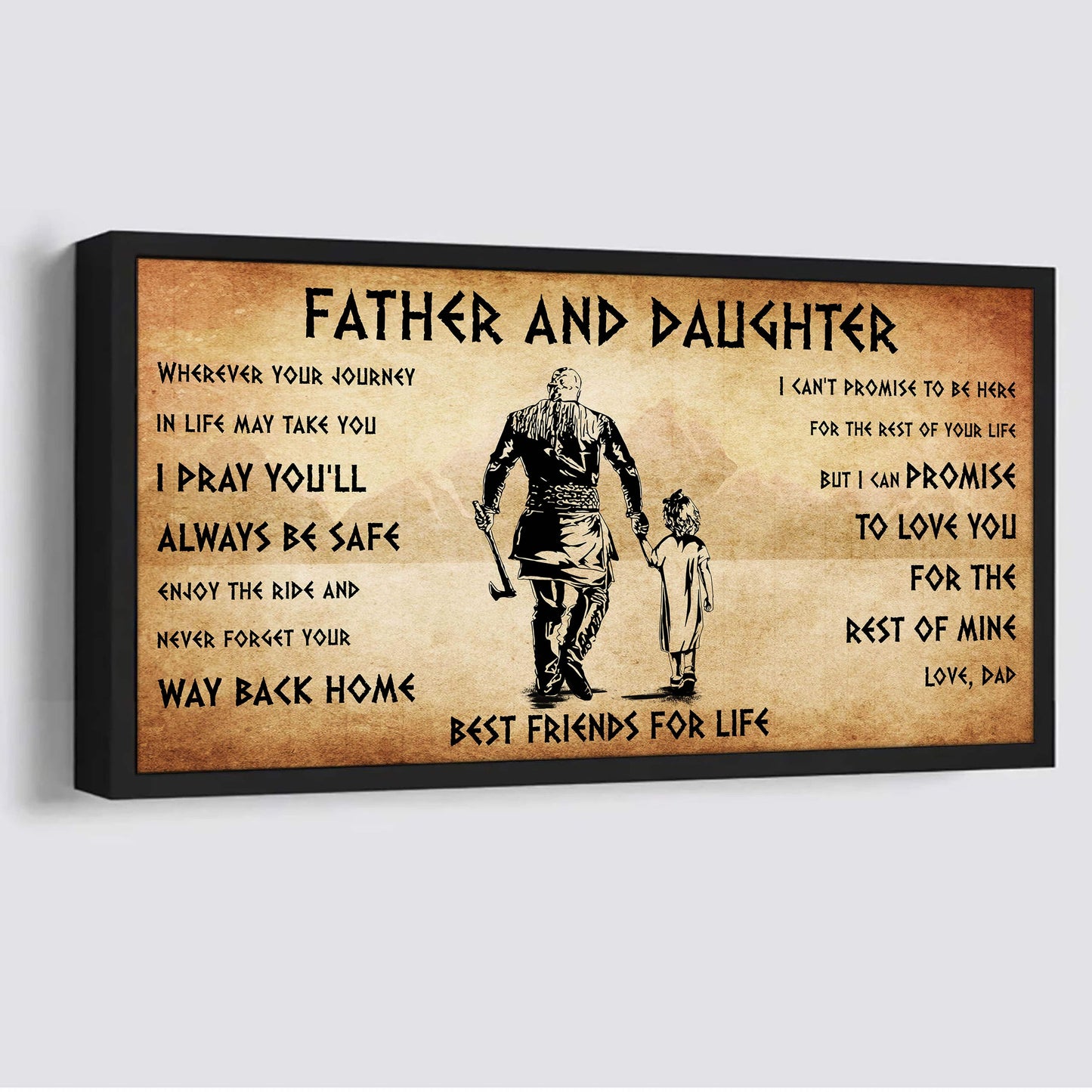 vikings father and daughter best friends for life - ver 2 never forget your way back home poster canvas gift for daughter from father