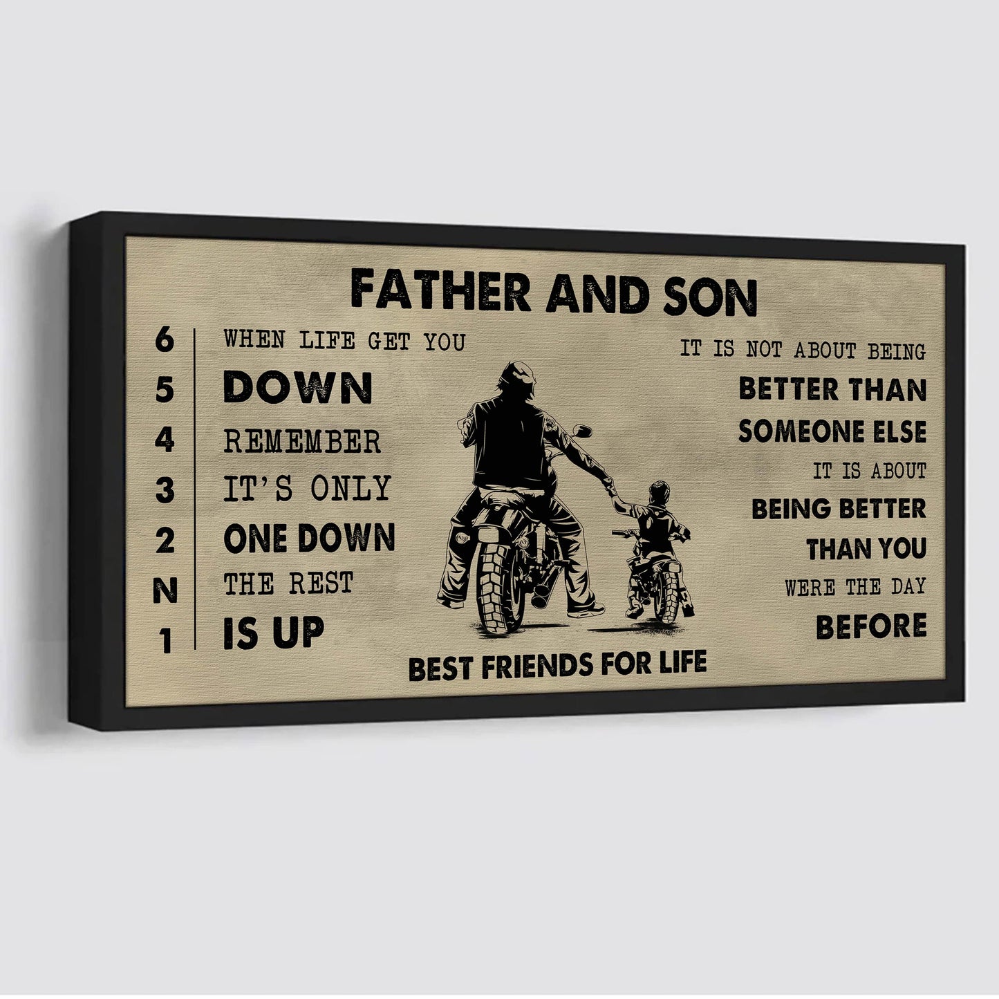 biker father and daughter best friends for life - be strong when you are weak poster canvas gift for daughter from father-photo upload