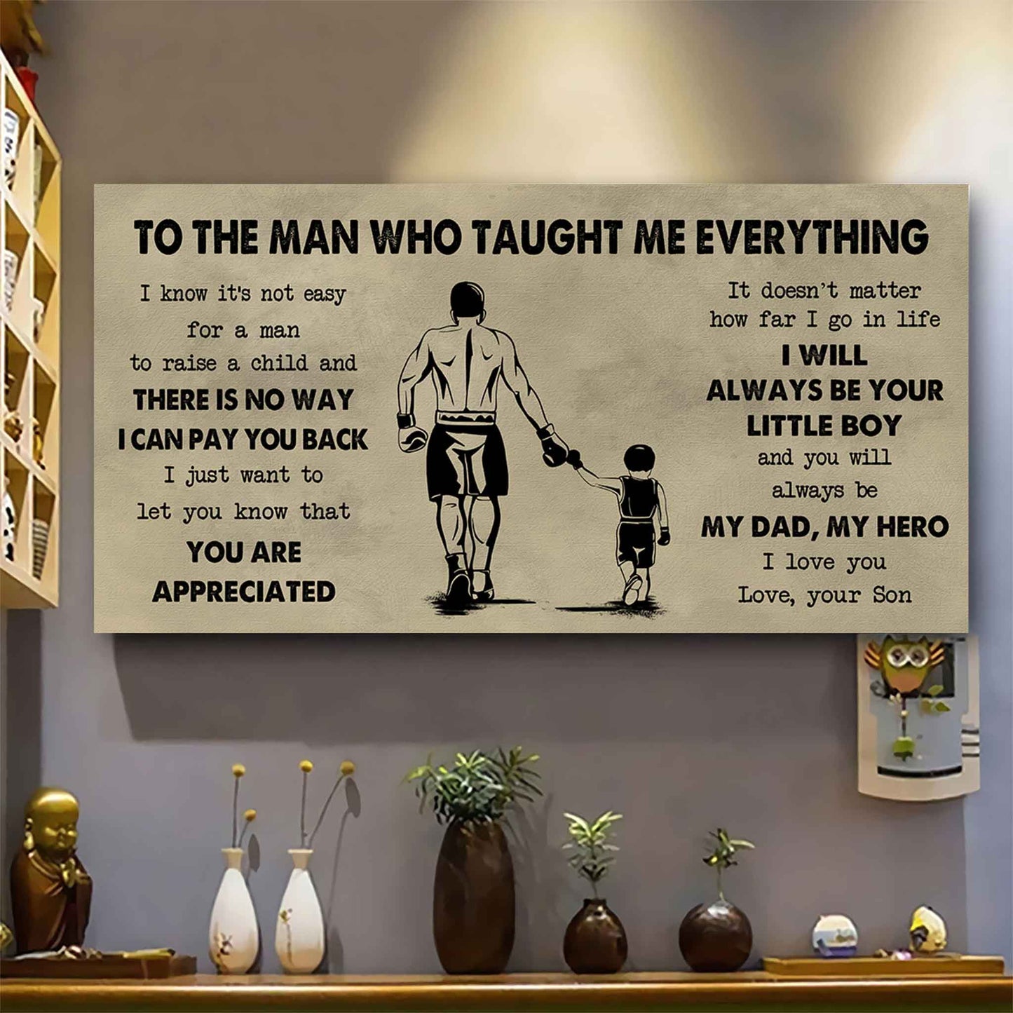 sport-family to the man who taught me everything - you will always be my hero poster canvas gift for father - photo upload
