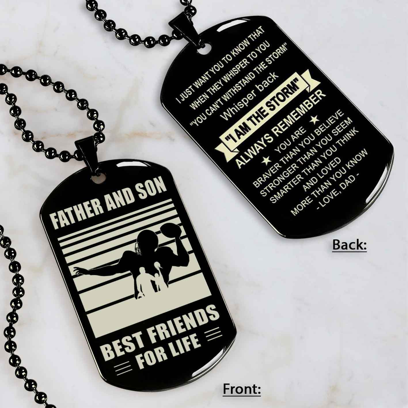 basketball personalized double sided dog tag father and son best friends for life message on the back side new version