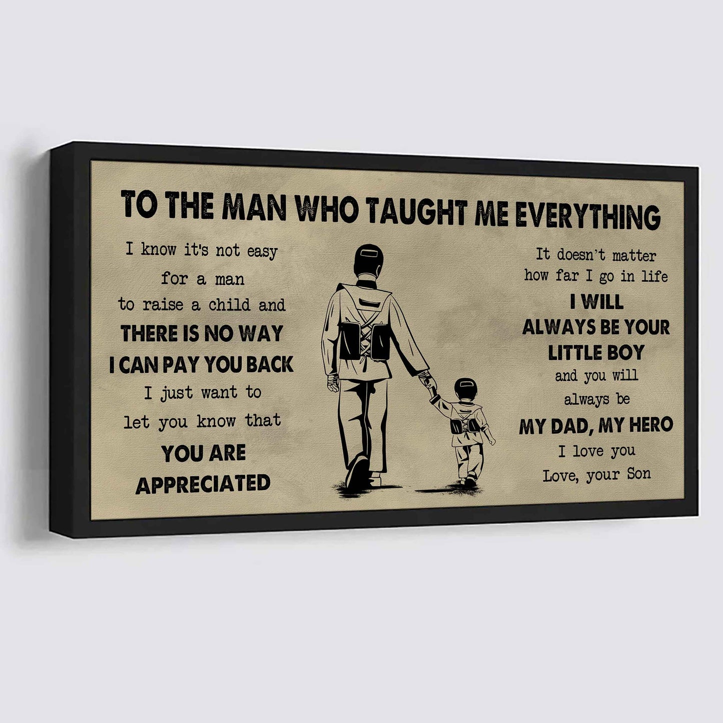 sport-family to the man who taught me everything - you will always be my hero poster canvas gift for father - photo upload