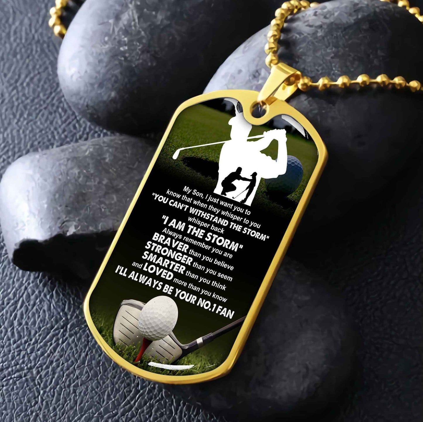 sport military chain 18k gold plated silver plated to my son from dad motivation message i will always be your no 1 fan