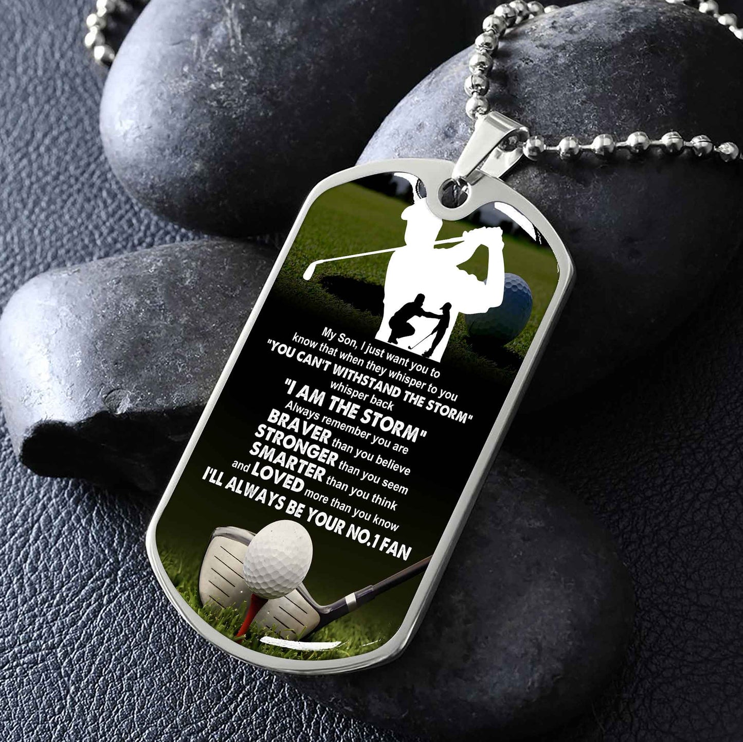 sport military chain 18k gold plated silver plated to my son from dad motivation message i will always be your no 1 fan