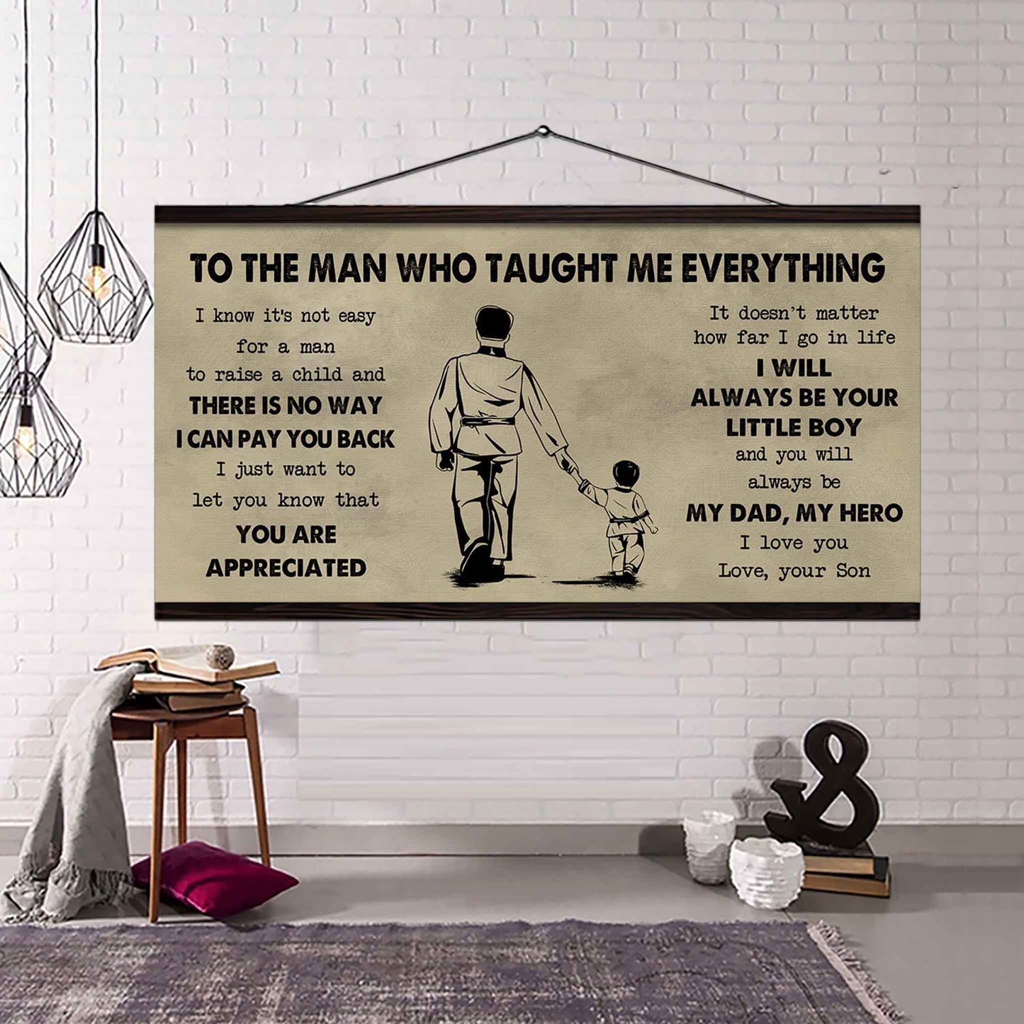 sport-family to the man who taught me everything - you will always be my hero poster canvas gift for father - photo upload