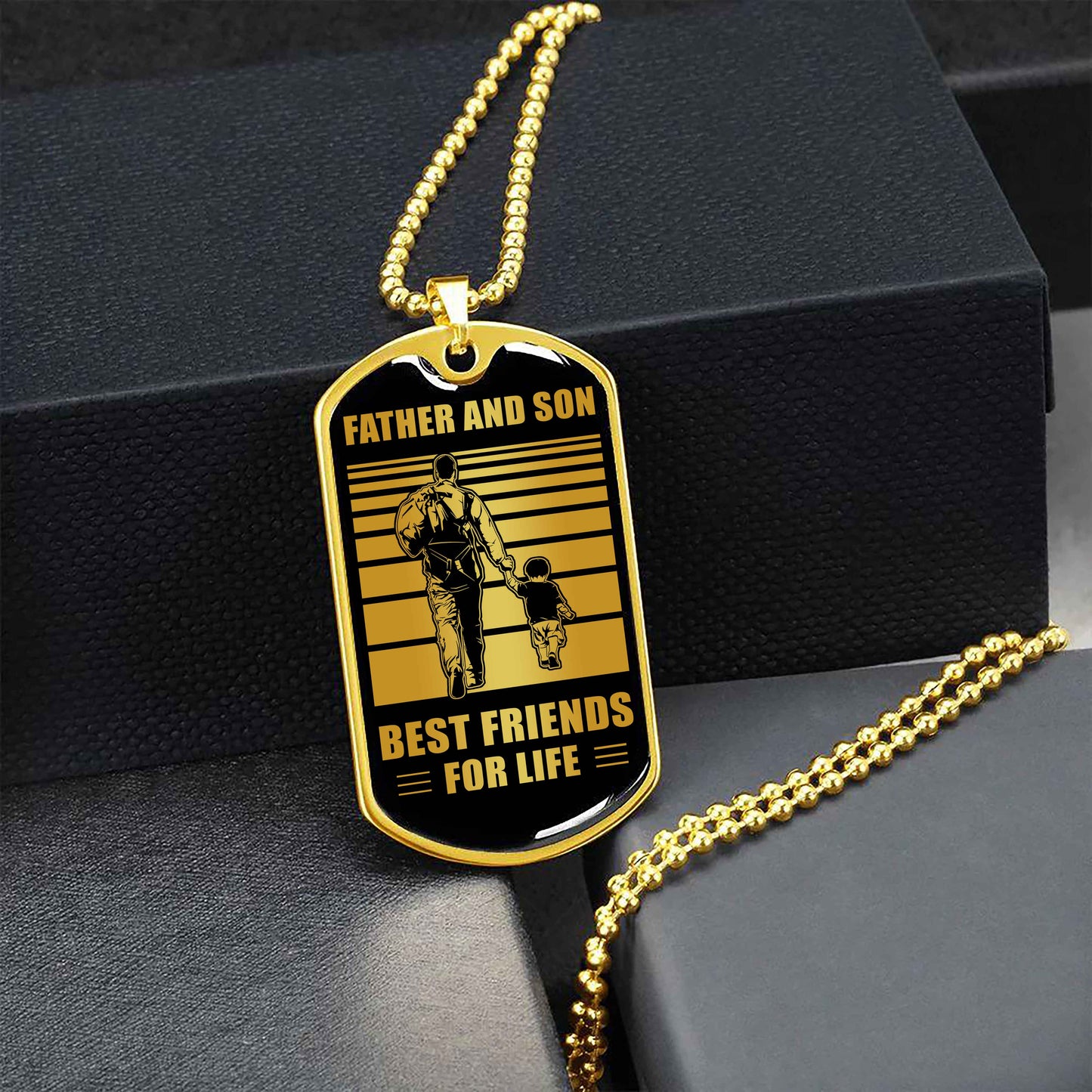 military chain silver plated 18k gold plated father and son best friend for life gift for your son