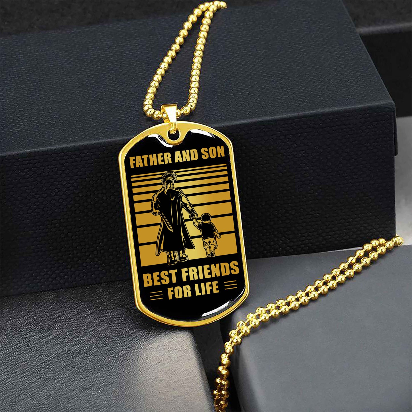 military chain silver plated 18k gold plated father and son best friend for life gift for your son