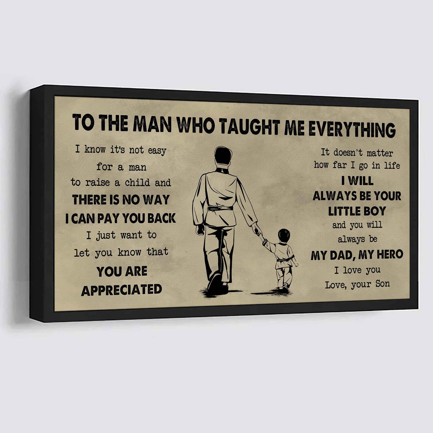 sport-family to the man who taught me everything - you will always be my hero poster canvas gift for father - photo upload
