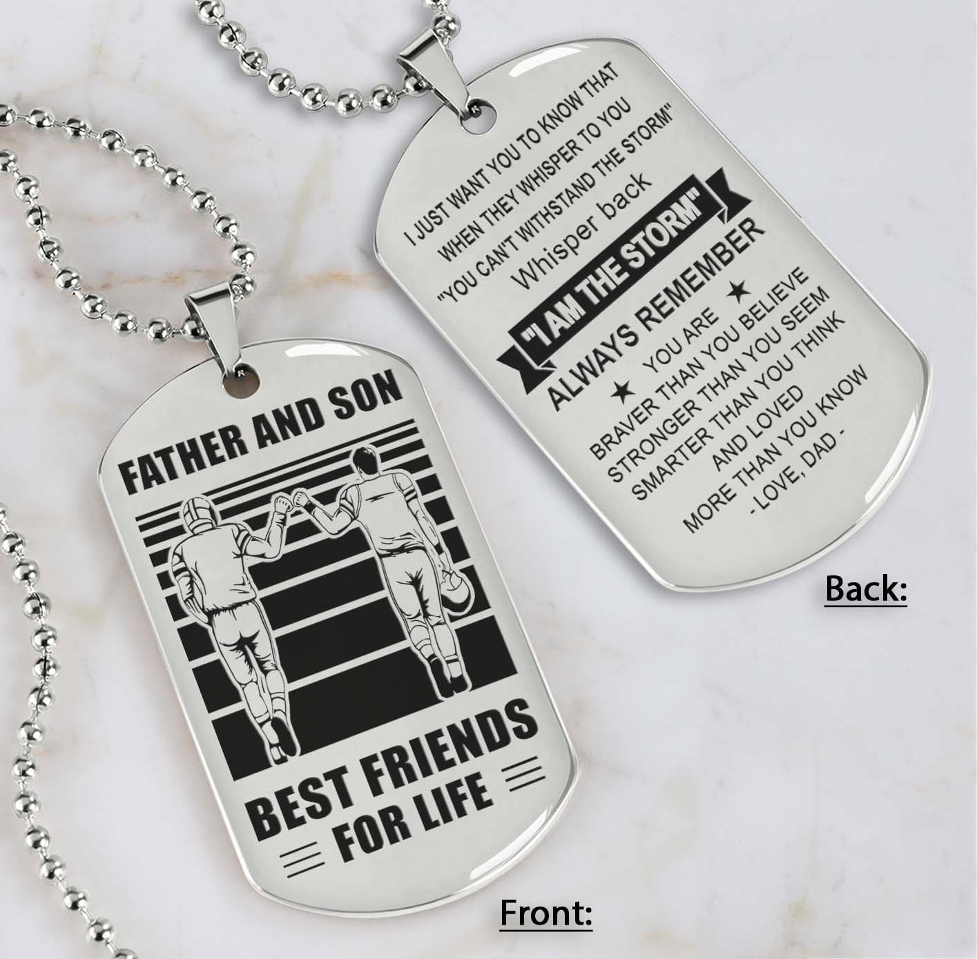 silver verison personalized double sided dog tag father and son best friends for life - message on the back side