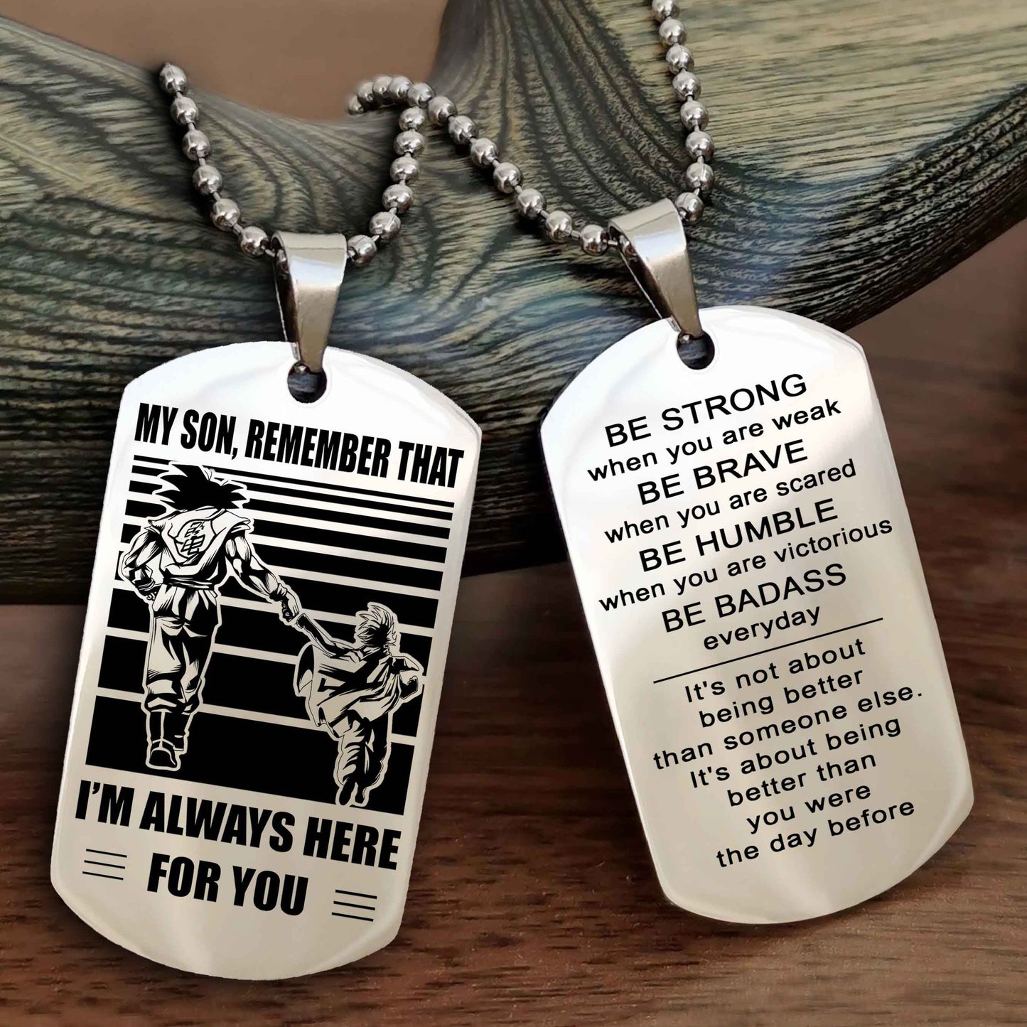 Biker Personalized Double Sided Dog Tag My Son  Remember That I Will Always Here Be Strong When You Are Weak Be Badass Everyday