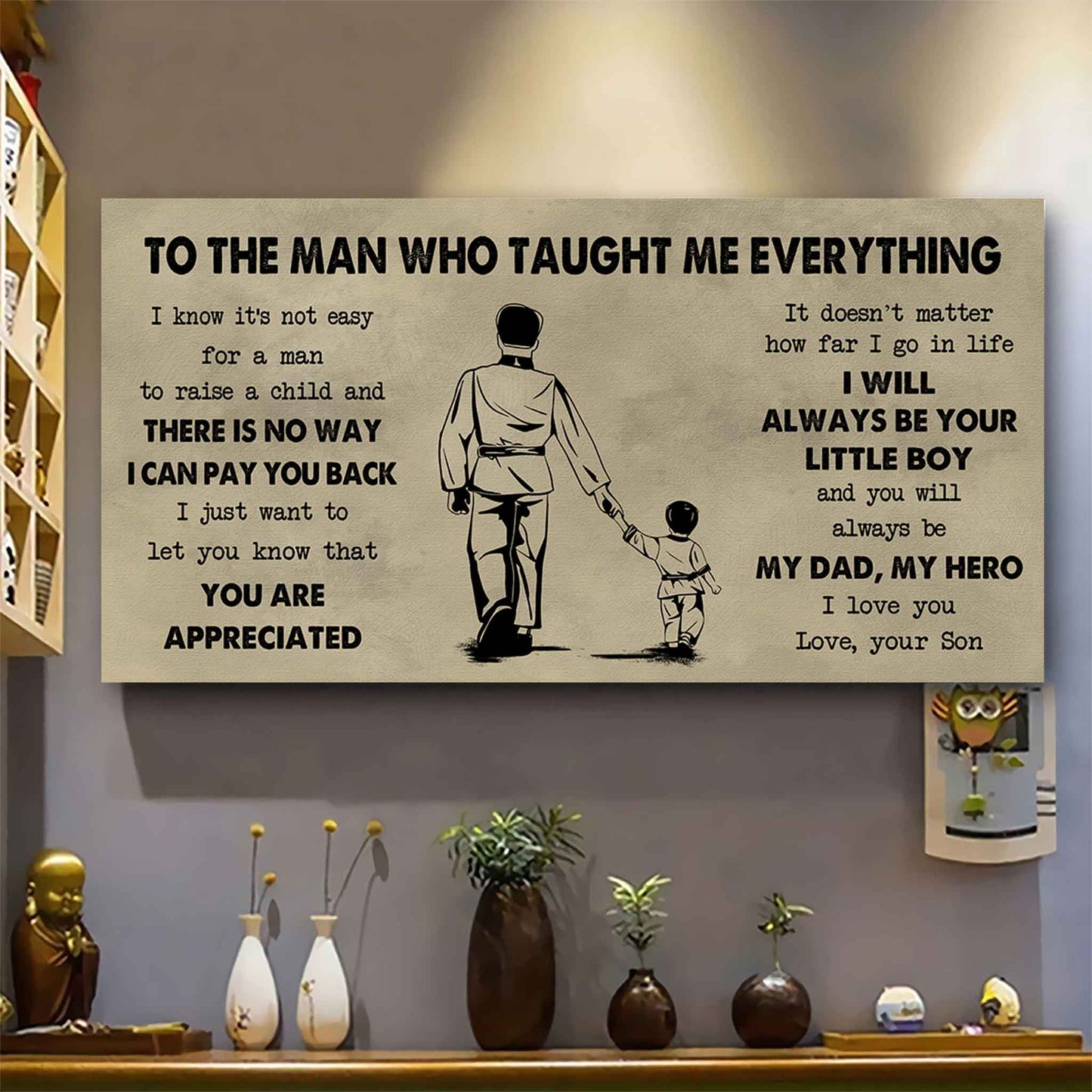 sport-family to the man who taught me everything - you will always be my hero poster canvas gift for father - photo upload