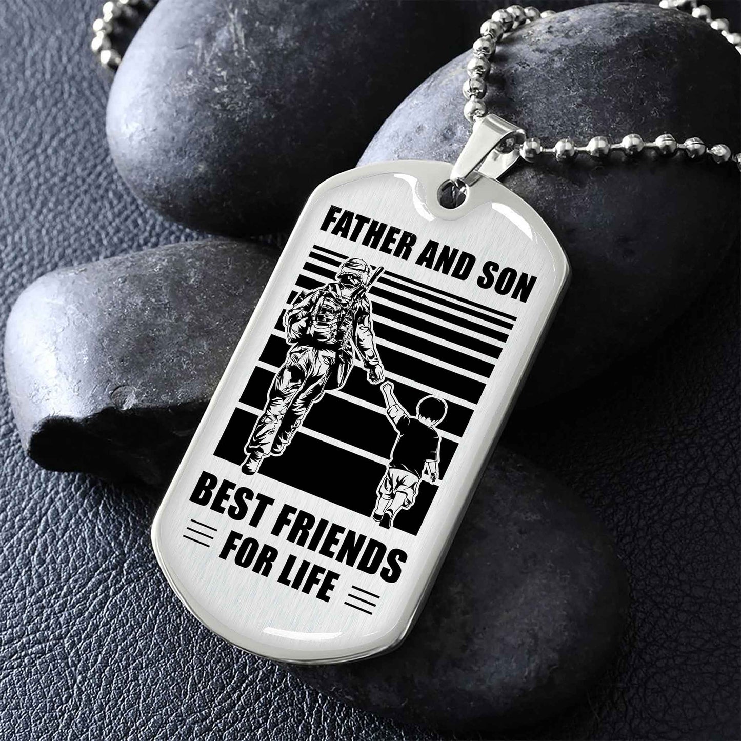 military chain silver plated 18k gold plated father and son best friend for life gift for your son