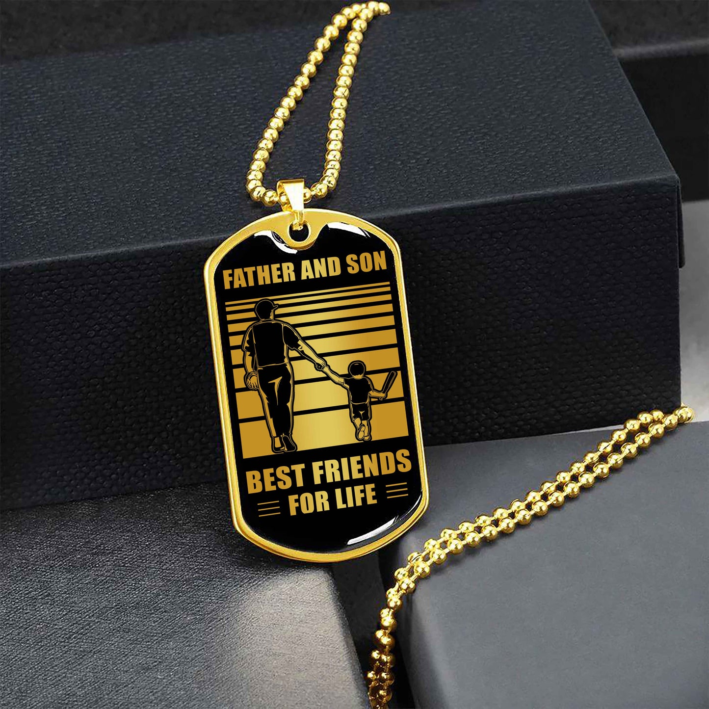 military chain silver plated 18k gold plated father and son best friend for life gift for your son