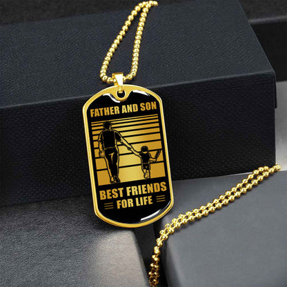 Military Chain Silver Plated 18K Gold Plated Father And Son Best Friend For Life Gift For Your Son