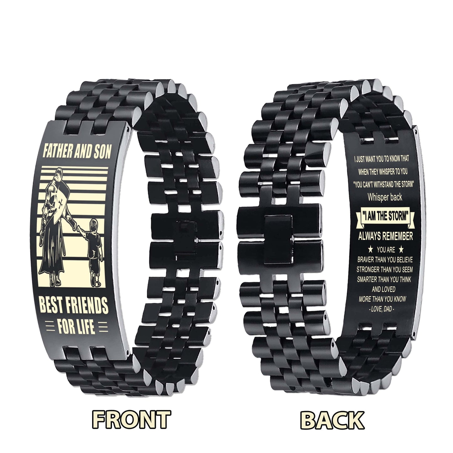 sto spartan personalized double sided bracelet father and son best friends for life - message on the back side