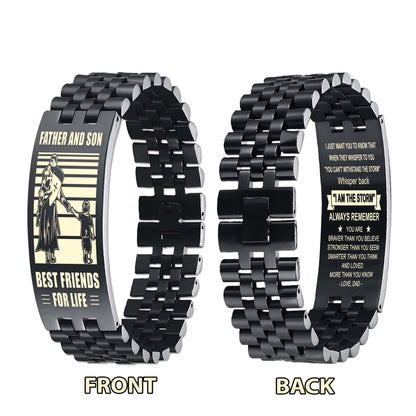 STO Spartan Personalized Double Sided Bracelet Father And Son Best Friends For Life - Message on the back side